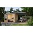 Metall-Holzgartenhaus-Set 'Komet 2 A' Fichtenholz naturbelassen Metall graualuminium 438 x 208,5 x 213 cm