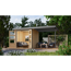 Metall-Holzgartenhaus-Set 'Komet 2 A' Fichtenholz naturbelassen Metall graualuminium 438 x 208,5 x 213 cm