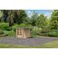 Metall-Holzgartenhaus-Set 'Komet 2 A' Fichtenholz naturbelassen Metall graualuminium 438 x 208,5 x 213 cm