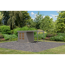 Metall-Holzgartenhaus-Set 'Komet 2 D' Fichtenholz wassergrau Metall graualuminium 438 x 208,5 x 213 cm