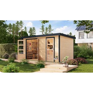Metall-Holzgartenhaus 'Antaris A' Fichtenholz naturbelassen / anthrazit 400,5 x 209 x 213,5 cm