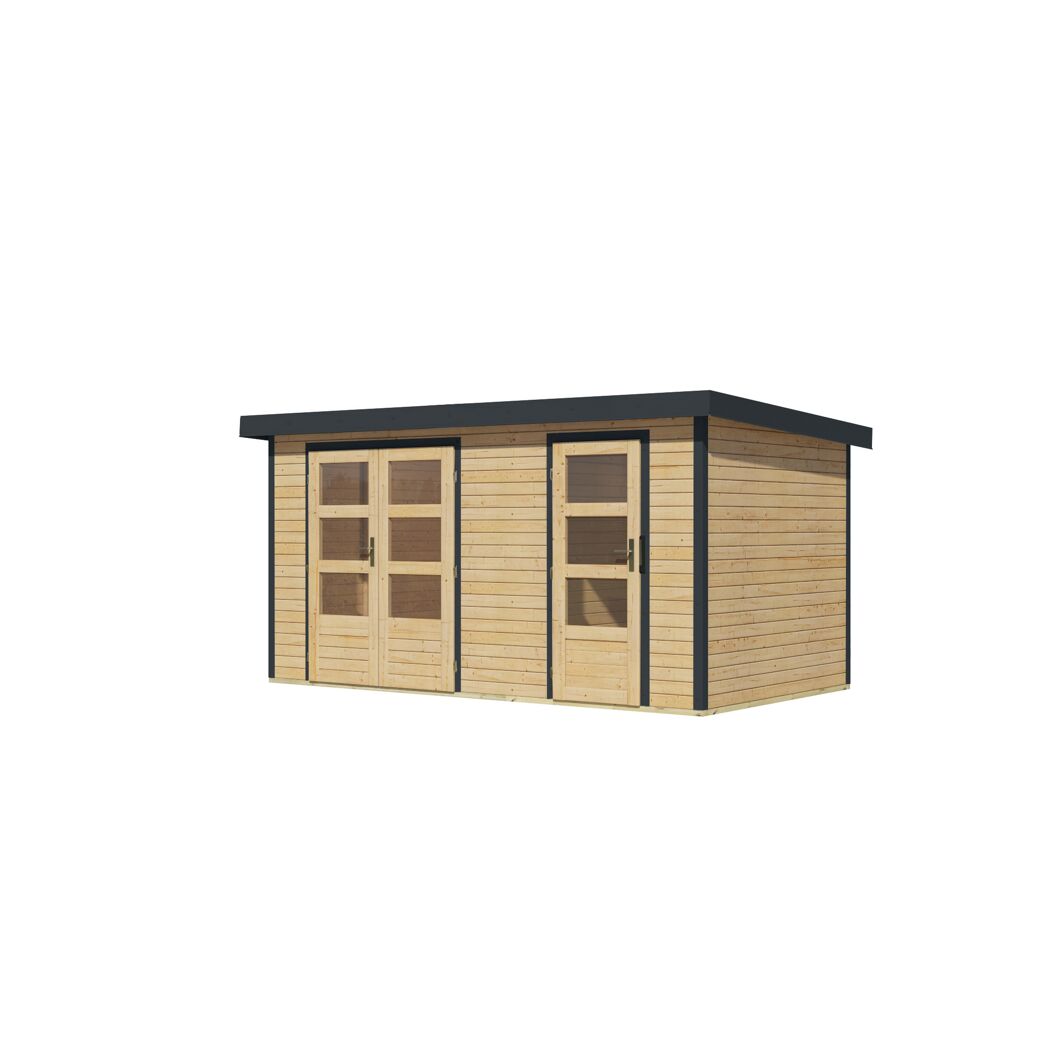 Metall-Holzgartenhaus 'Antaris A' Fichtenholz naturbelassen / anthrazit 400,5 x 209 x 213,5 cm