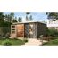 Metall-Holzgartenhaus 'Antaris B' Fichtenholz terragrau Metall weiß 400,5 x 209 x 213,5 cm