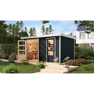Metall-Holzgartenhaus 'Antaris C' Fichtenholz anthrazit Metall weiß 400,5 x 209 x 213,5 cm