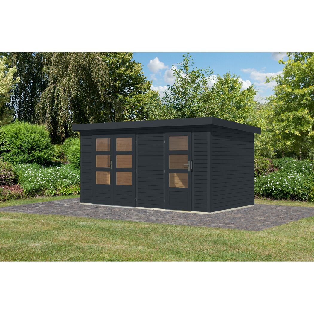 Metall-Holzgartenhaus 'Antaris C' Fichtenholz anthrazit Metall anthrazit 400,5 x 209 x 213,5 cm