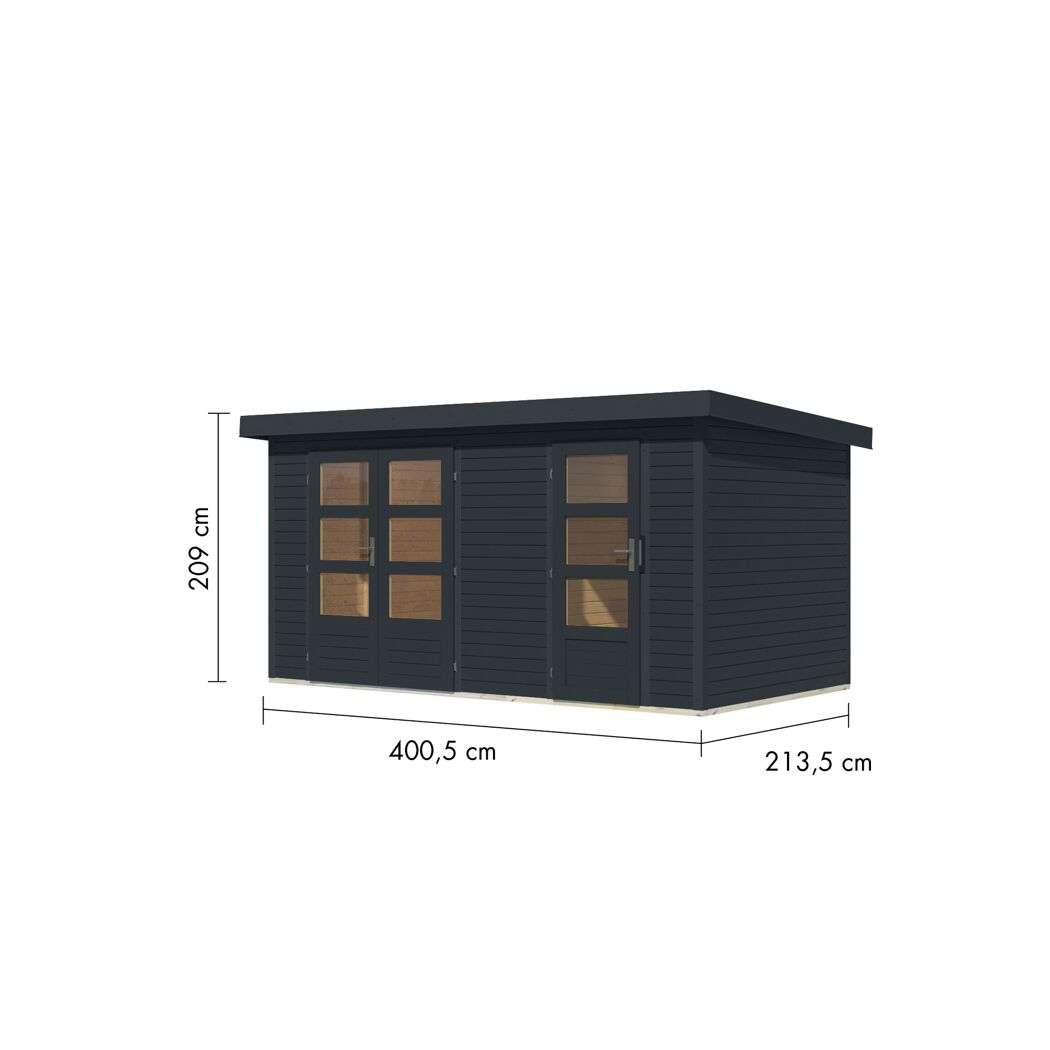 Metall-Holzgartenhaus 'Antaris C' Fichtenholz anthrazit Metall anthrazit 400,5 x 209 x 213,5 cm