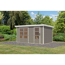 Metall-Holzgartenhaus 'Antaris D' Fichtenholz wassegrau Metall weiß 400,5 x 209 x 213,5 cm