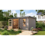 Metall-Holzgartenhaus 'Antaris D' Fichtenholz wassergrau Metall graualuminium 400,5 x 209 x 213,5 cm