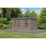Metall-Holzgartenhaus 'Antaris D' Fichtenholz wassergrau Metall graualuminium 400,5 x 209 x 213,5 cm