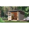 Metall-Holzgartenhaus 'Meteor 6 B' Fichtenholz terragrau Metall graualuminium 271 x 218,5 x 271 cm