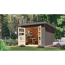 Metall-Holzgartenhaus 'Meteor 6 B' Fichtenholz terragrau Metall graualuminium 271 x 218,5 x 271 cm