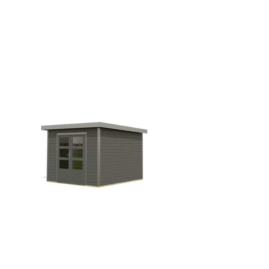 Metall-Holzgartenhaus 'Meteor 6 B' Fichtenholz terragrau Metall graualuminium 271 x 218,5 x 271 cm