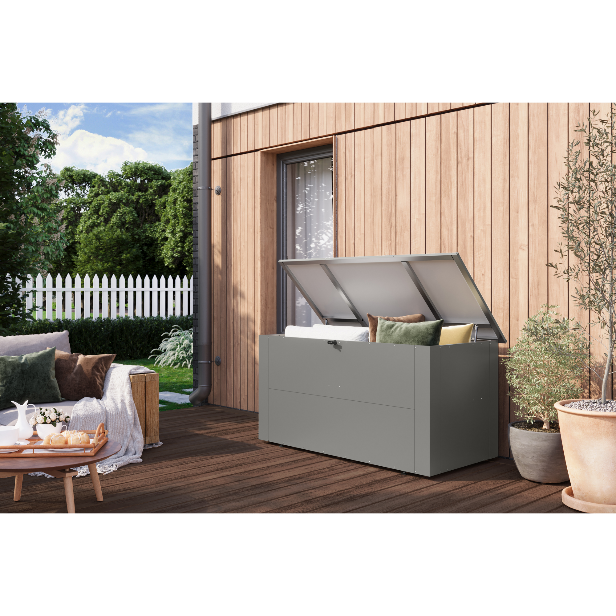 Garten-Aufbewahrungsbox 'Meissa 2' graualuminium 176 x 79 x 95 cm