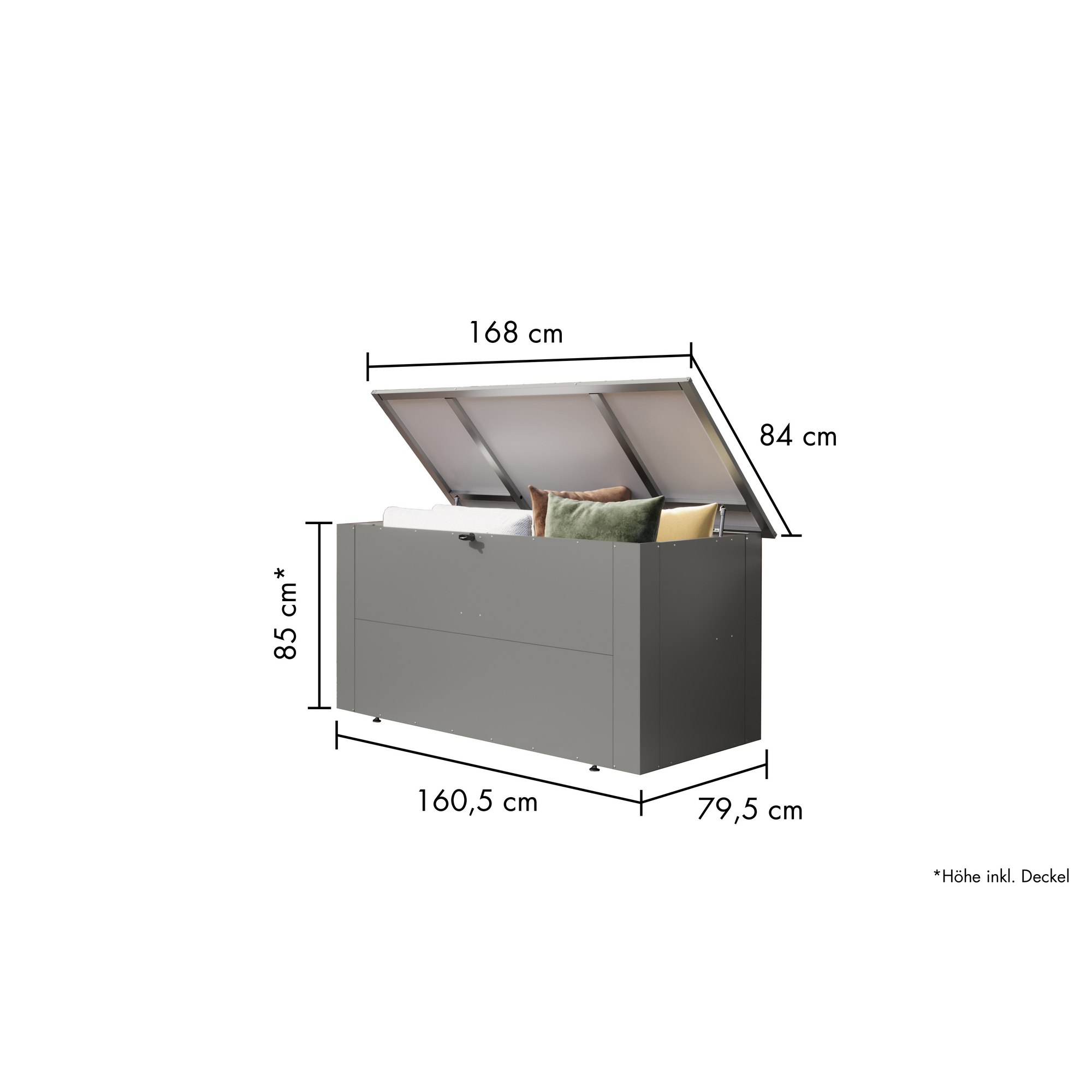 Garten-Aufbewahrungsbox 'Meissa 2' graualuminium 176 x 79 x 95 cm