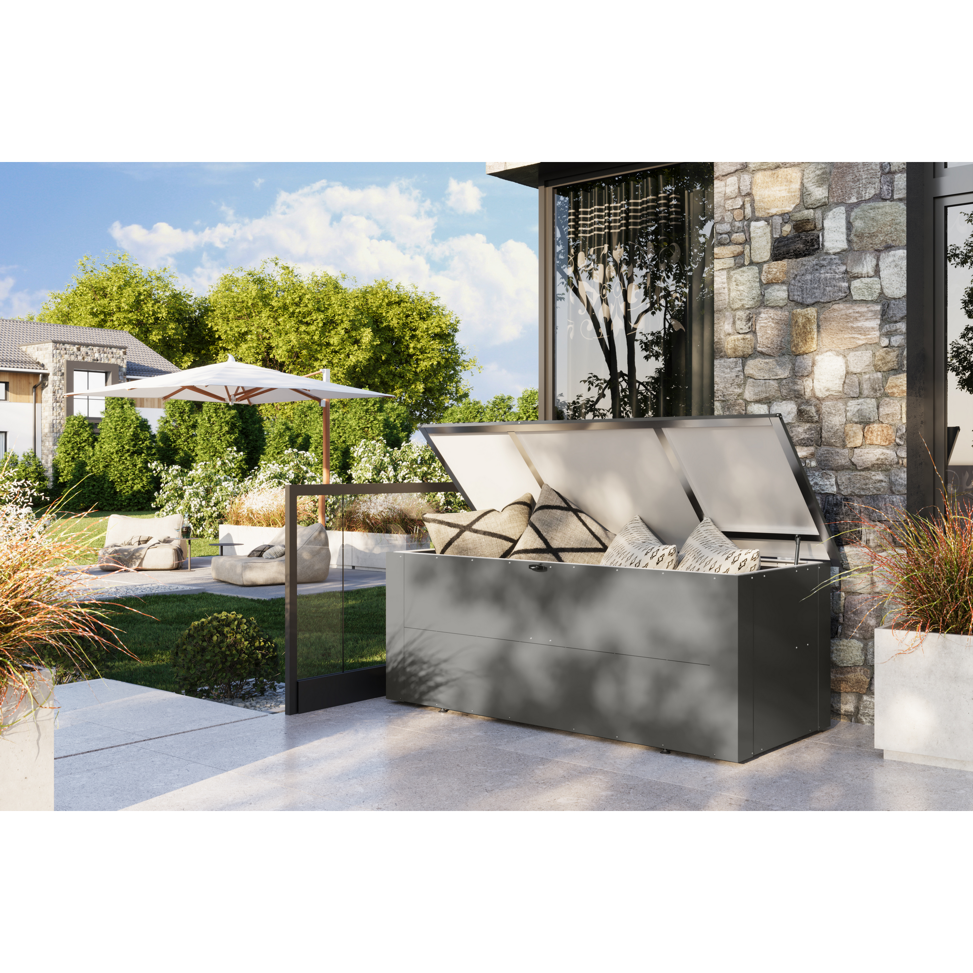 Garten-Aufbewahrungsbox 'Meissa 3' graualuminium 199,5 x 71 x 95 cm
