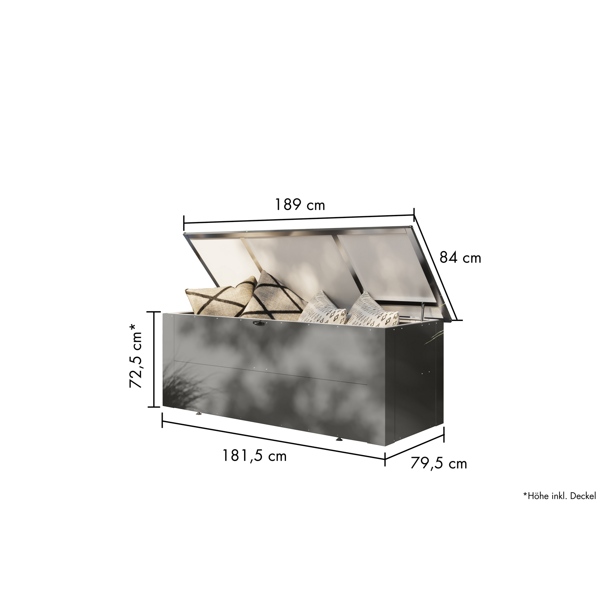 Garten-Aufbewahrungsbox 'Meissa 3' graualuminium 199,5 x 71 x 95 cm