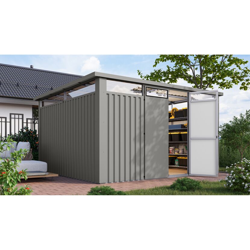Metallgerätehaus 'Polaris 4' graualuminium 376 x 220 x 343 cm