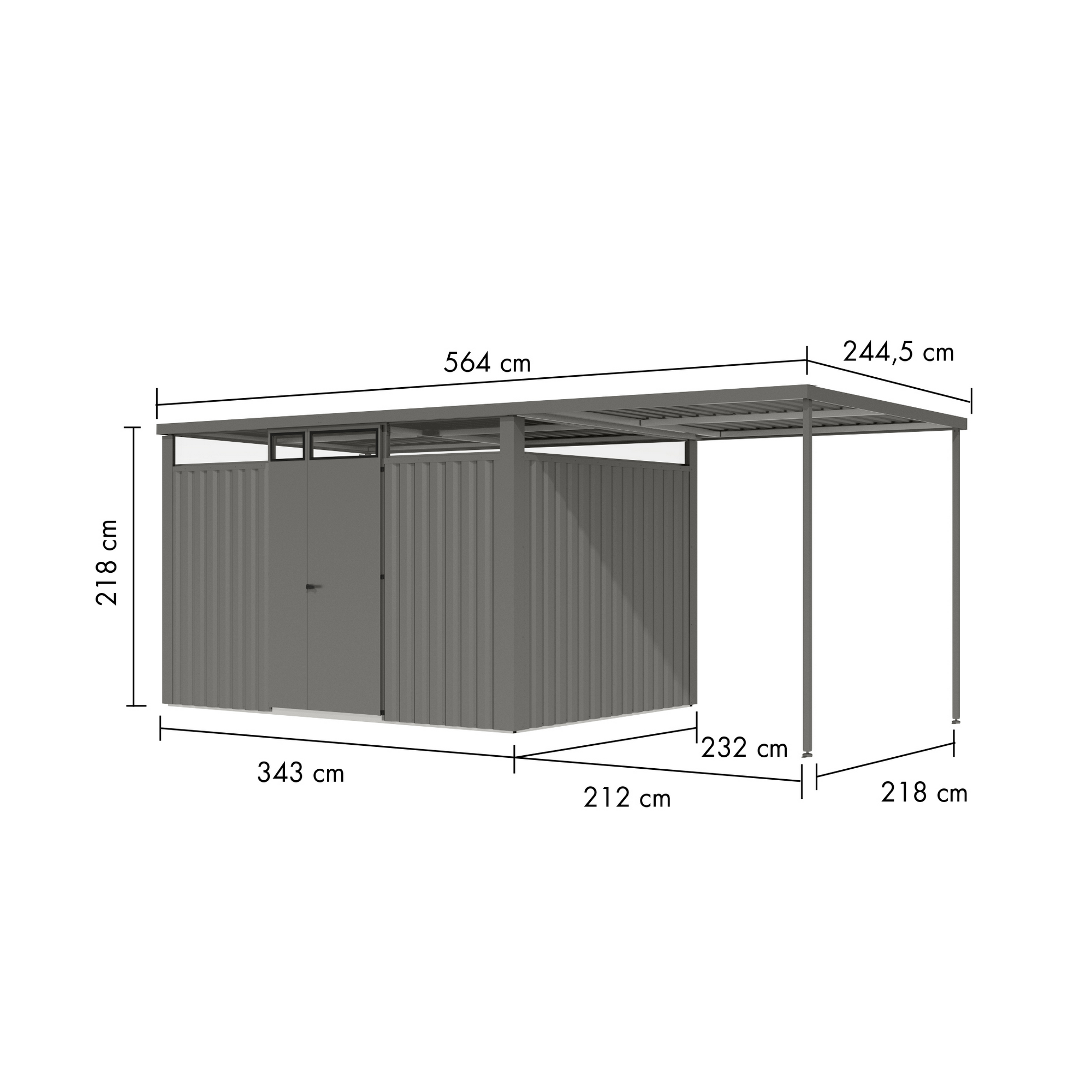 Metallgerätehaus-Set 'Polaris 3' graualuminium 559 x 218 x 232 cm + product picture