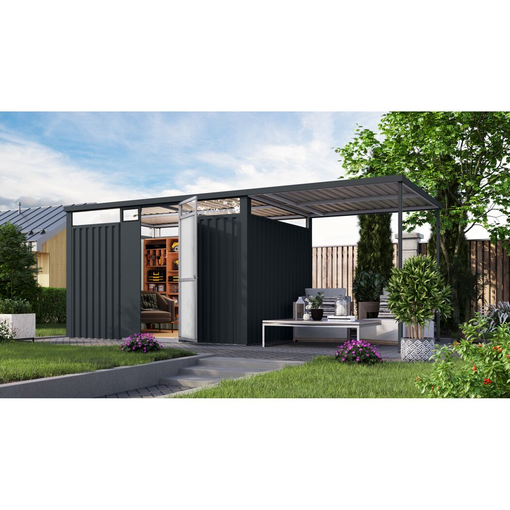 Metallgerätehaus-Set 'Polaris 3' anthrazit 559 x 218 x 232 cm