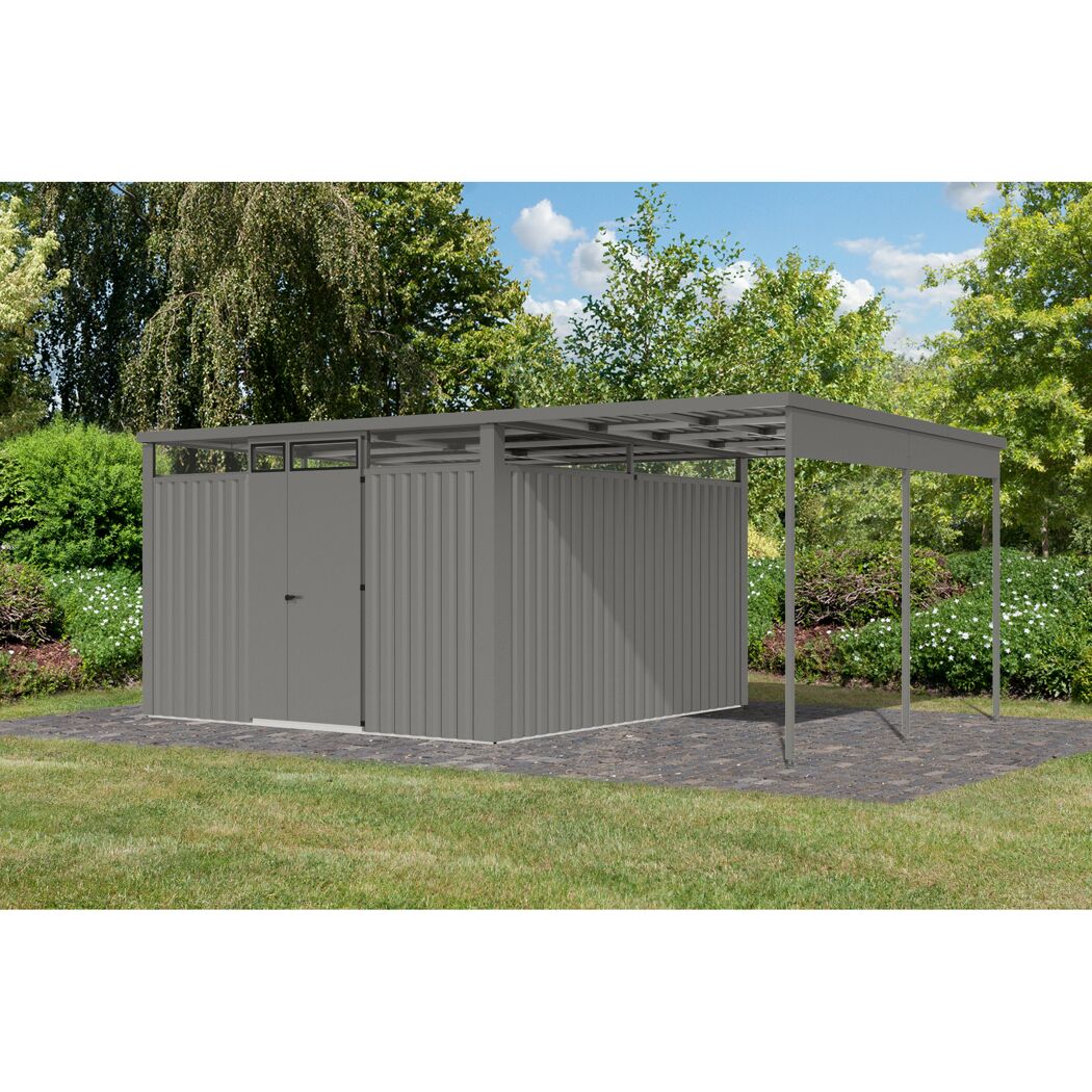 Metallgerätehaus-Set 'Polaris 3,5' graualuminium 560 x 220 x 343 cm