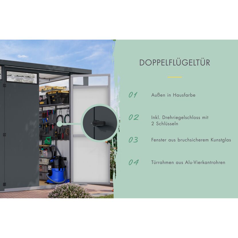 Metallgerätehaus-Set 'Polaris 3,5' anthrazit 560 x 220 x 343 cm