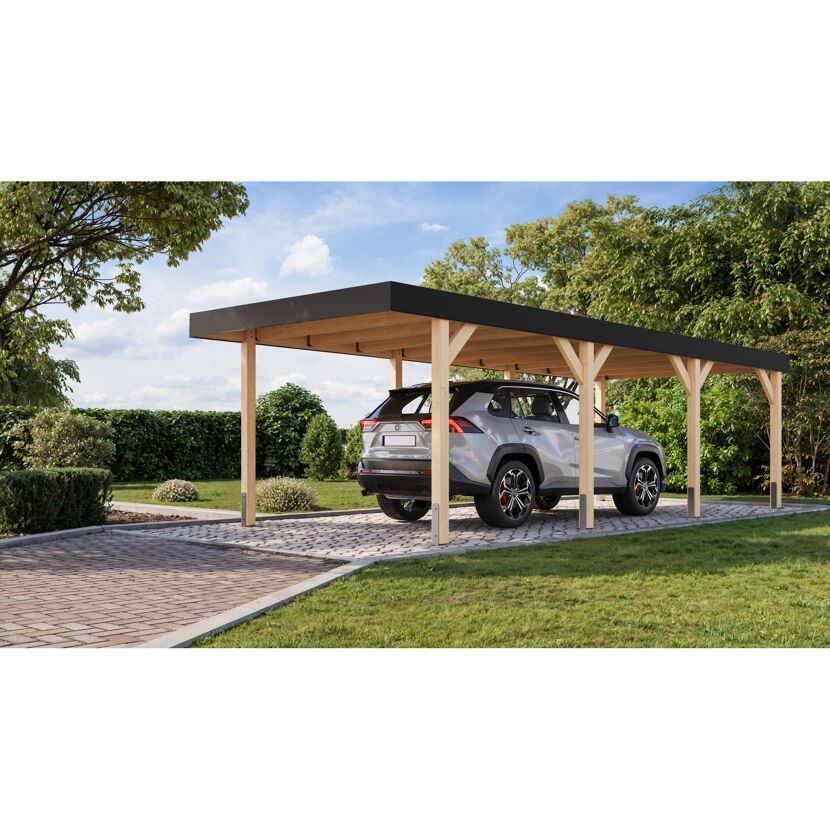 Einzelcarport 'Elmo 2' Leimholz naturbelassen 318 x 246,5 x 813 cm