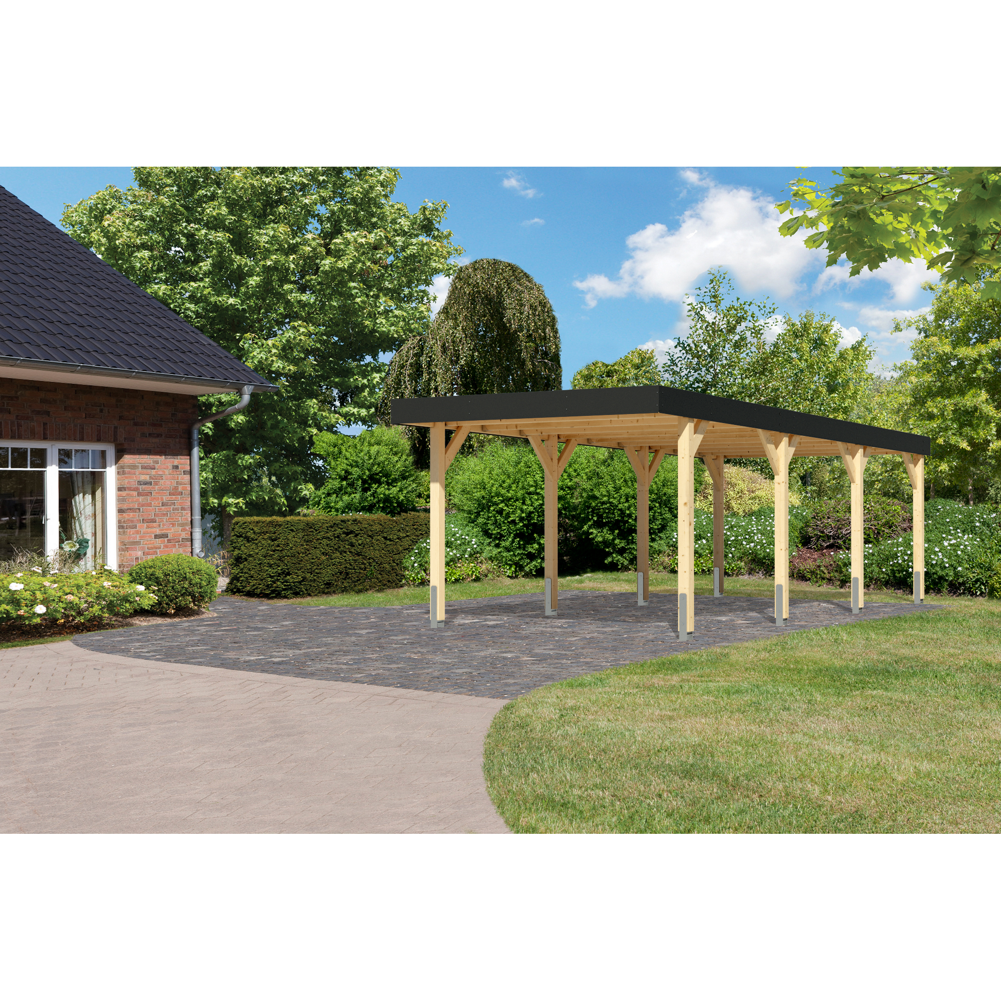 Einzelcarport 'Elmo 2' Fichtenholz naturbelassen 318 x 246,5 x 813 cm + product picture