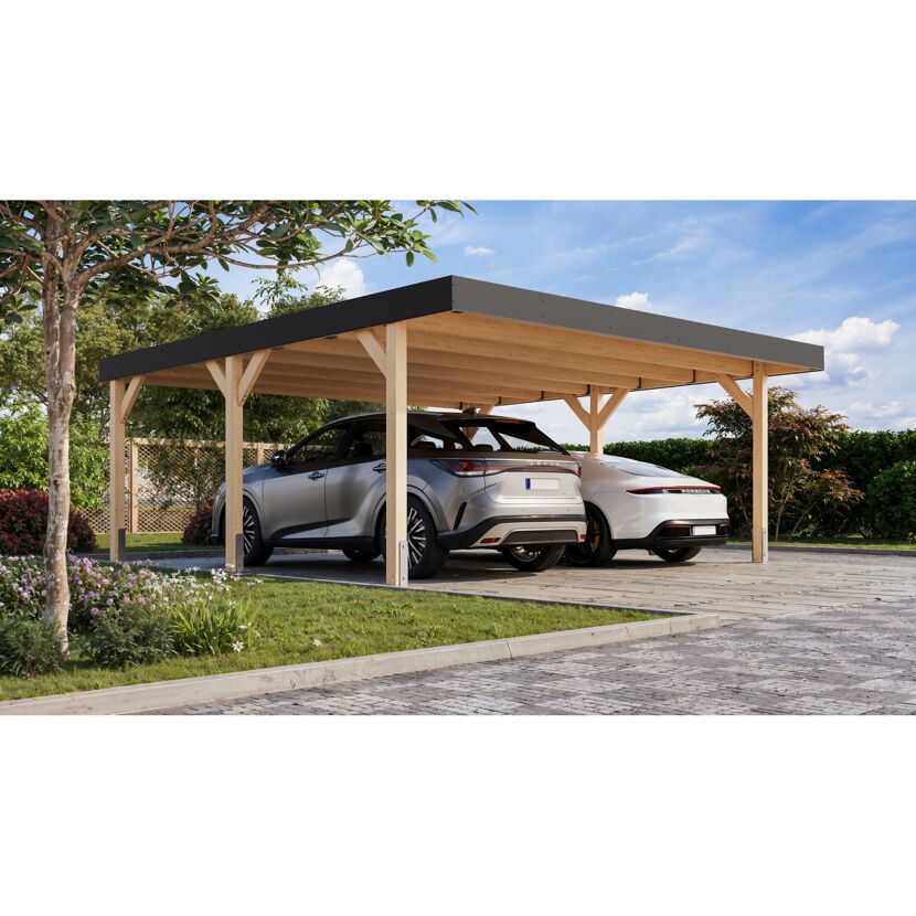 Doppelcarport 'Elmo 1' Leimholz naturbelassen 558 x 246,5 x 576,5 cm
