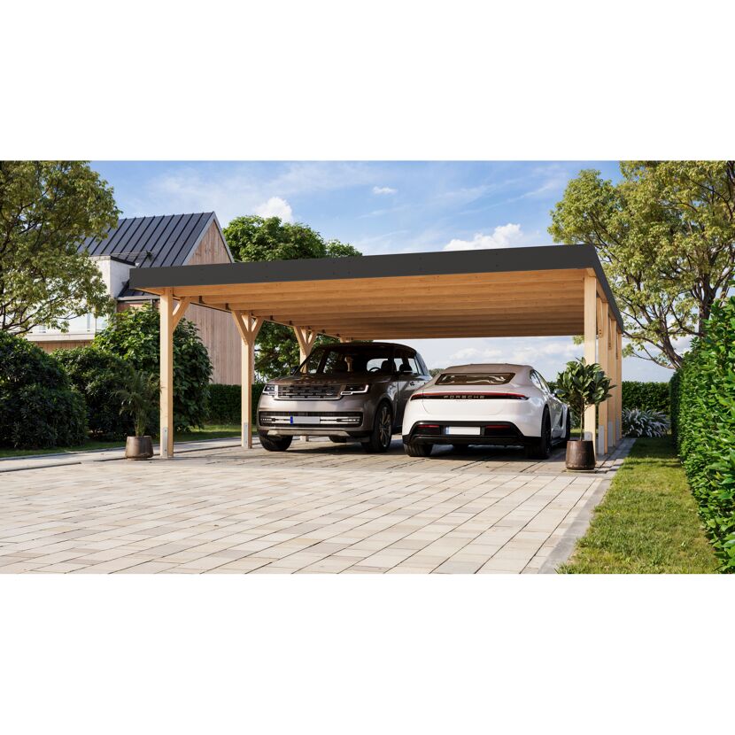 Doppelcarport 'Elmo 2' Leimholz naturbelassen 558 x 246,5 x 813 cm