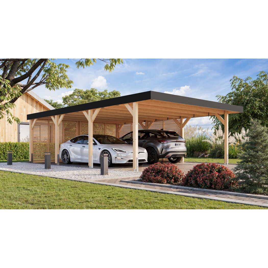 Doppelcarport 'Elmo 2' Leimholz naturbelassen 558 x 246,5 x 813 cm