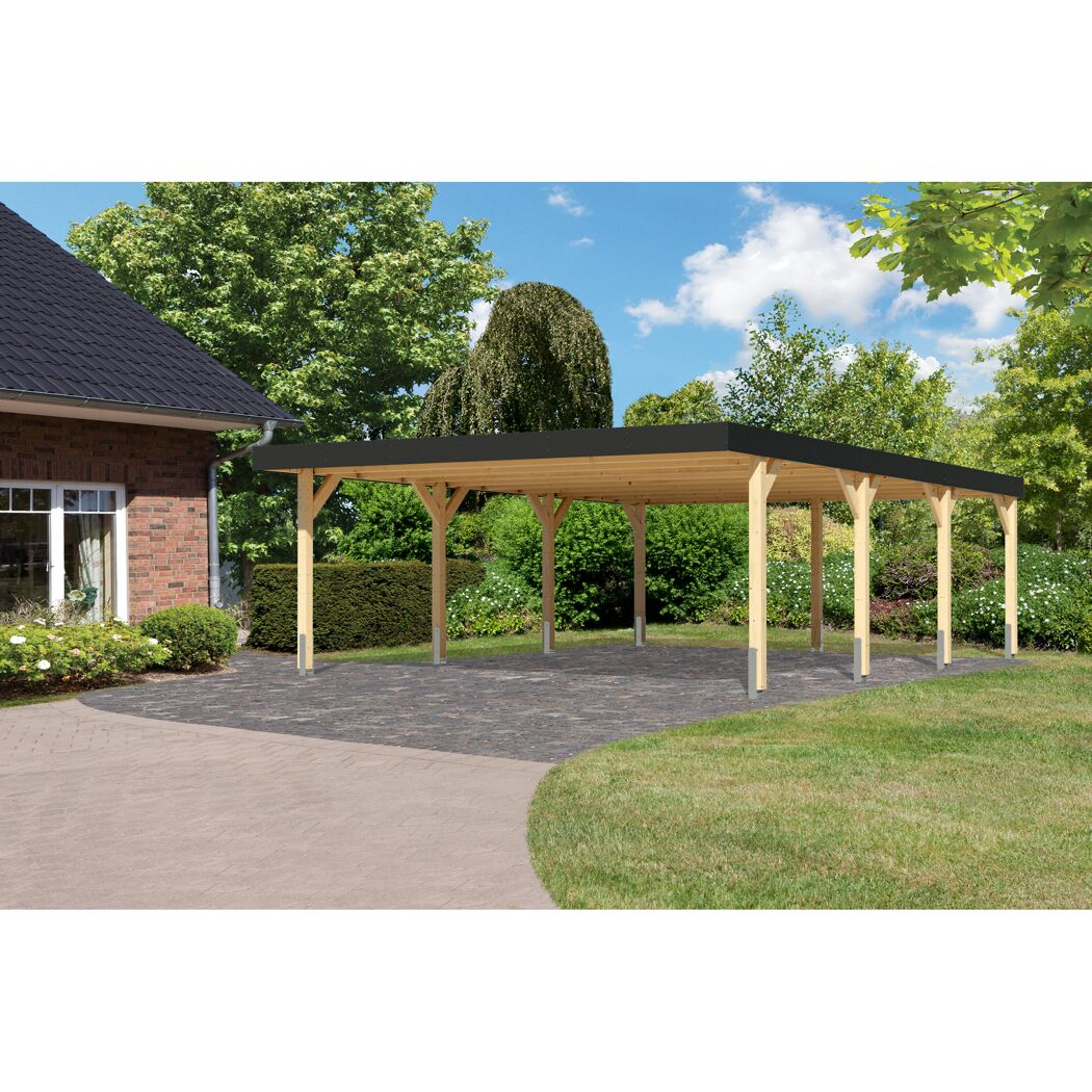 Doppelcarport 'Elmo 2' Leimholz naturbelassen 558 x 246,5 x 813 cm