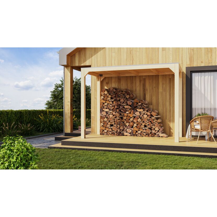 Pavillon 'Mingo halb' Fichtenholz naturbelassen 320 x 239 x 160 cm