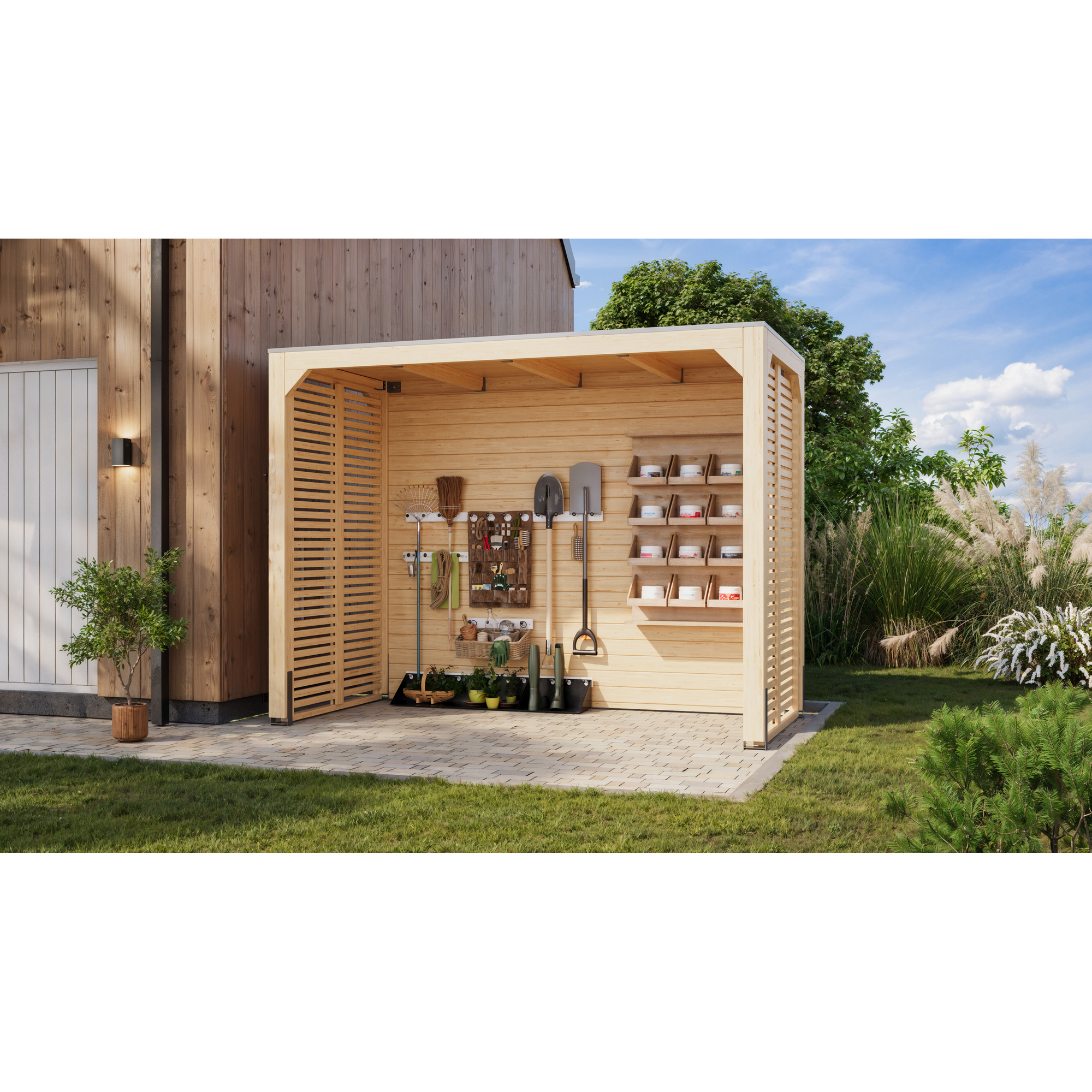 Pavillon 'Mingo halb' Fichtenholz naturbelassen 320 x 239 x 160 cm + product picture