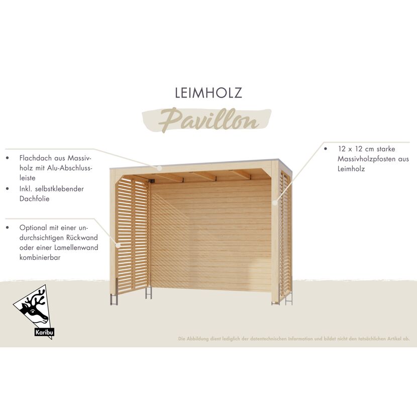 Pavillon 'Mingo halb' Fichtenholz naturbelassen 320 x 239 x 160 cm