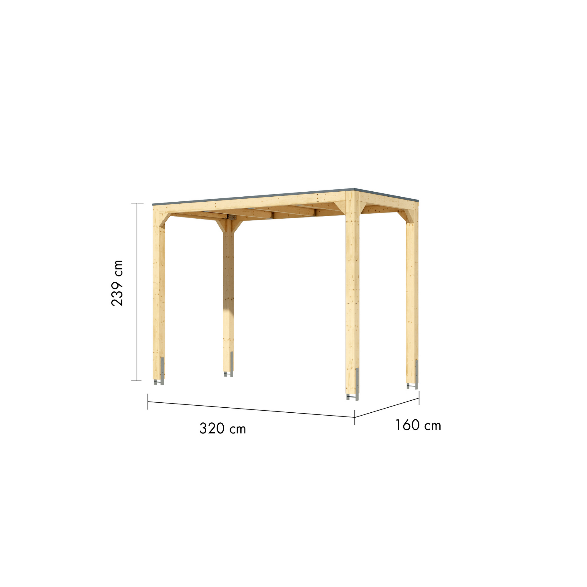 Pavillon 'Mingo halb' Fichtenholz naturbelassen 320 x 239 x 160 cm + product picture