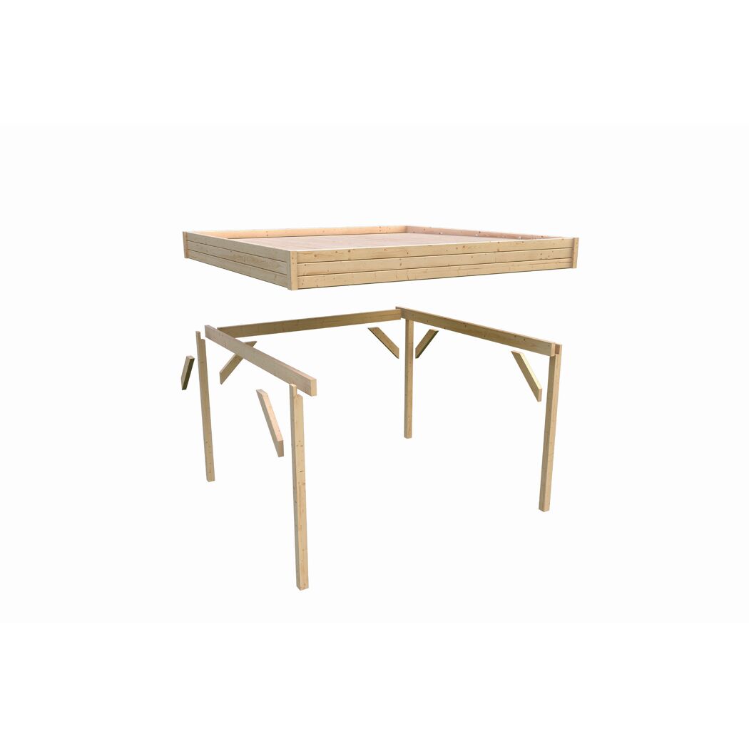 Pavillon 'Mingo halb' Fichtenholz naturbelassen 320 x 239 x 160 cm
