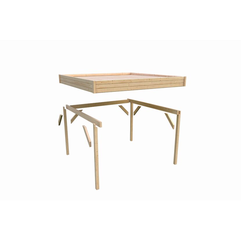 Pavillon 'Mingo halb' Fichtenholz naturbelassen 320 x 239 x 160 cm