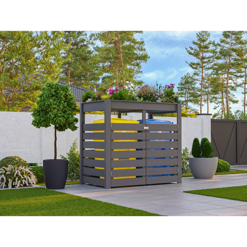 Mülltonnenbox '2' Fichtenholz terragrau 238 x 143 x 88 cm