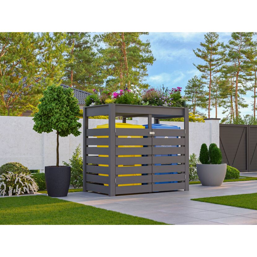 Mülltonnenbox '2' Fichtenholz terragrau 238 x 143 x 88 cm