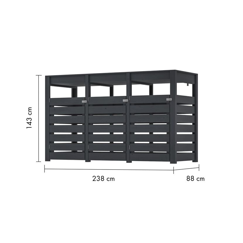 Mülltonnenbox '3' Fichtenholz terragrau 158 x 143 x 88 cm