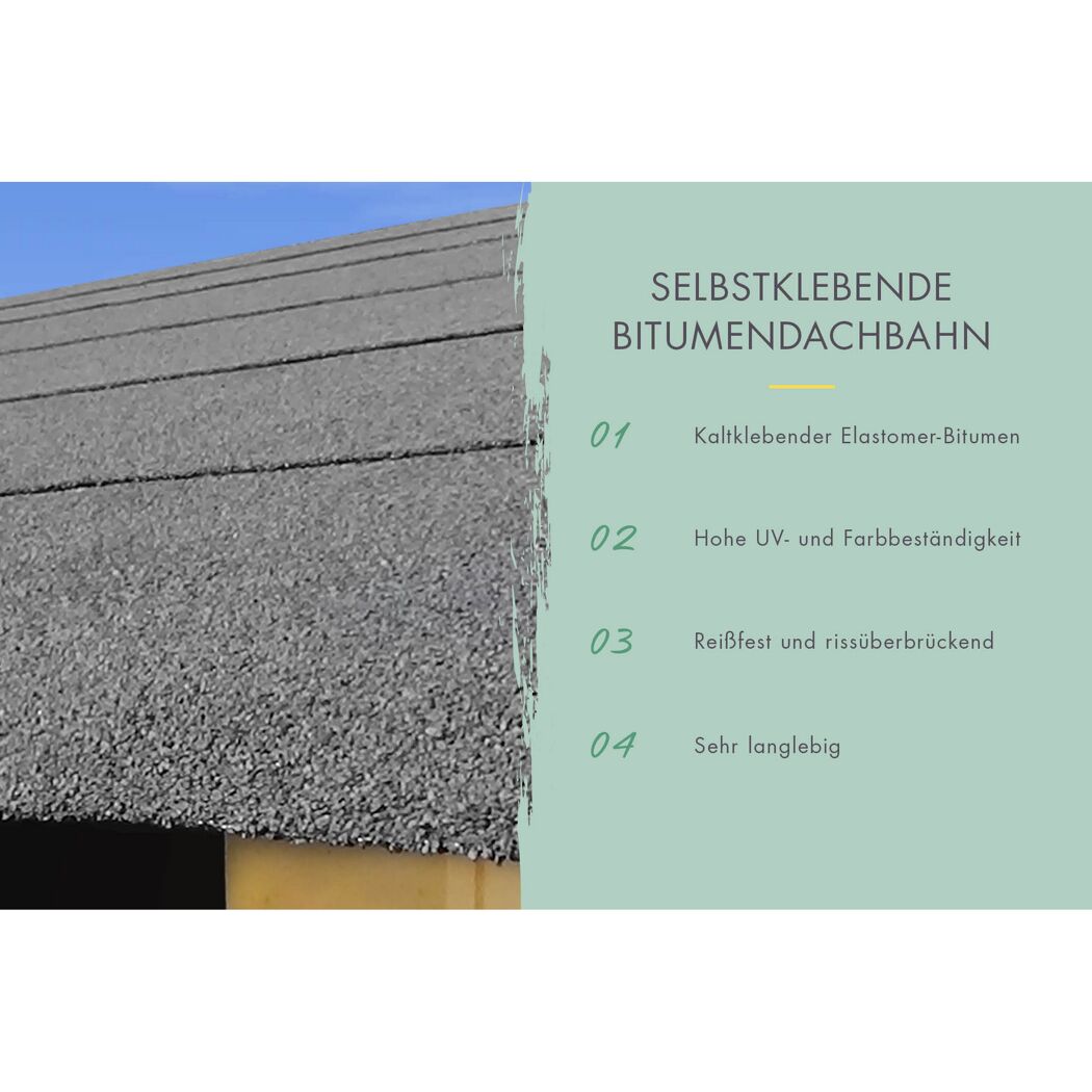 Graue Bitumendachbahn auf einem Dach