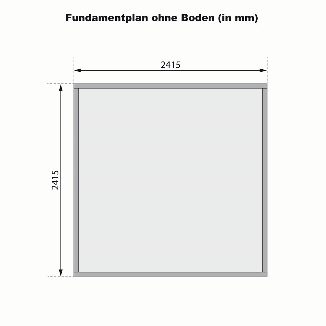 Fundamentplan mit den Maßen 2415 x 2415 mm
