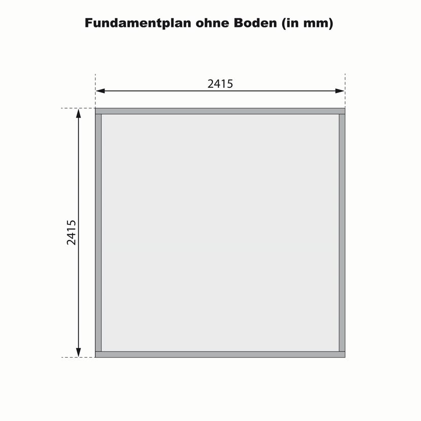 Fundamentplan mit den Maßen 2415 x 2415 mm