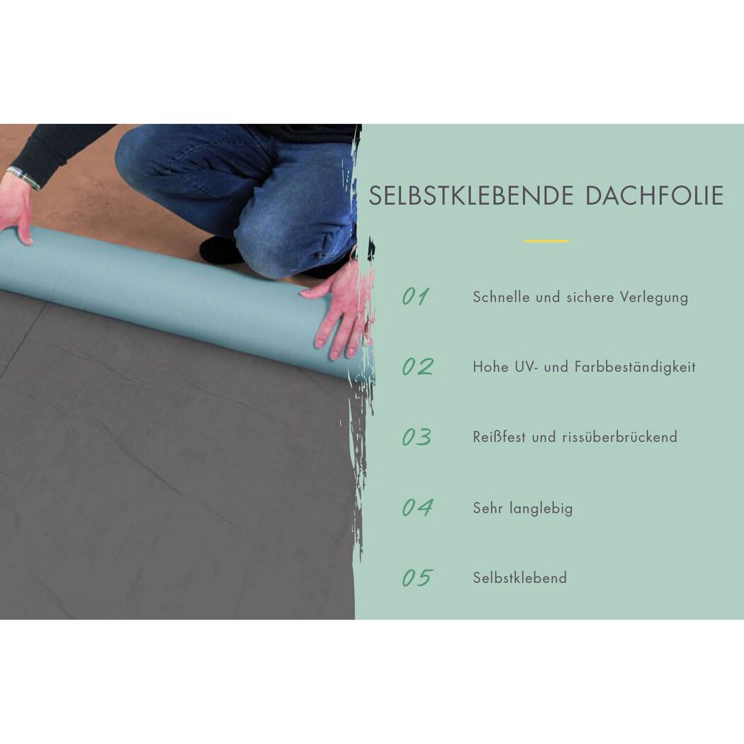 Person verlegt selbstklebende Dachfolie