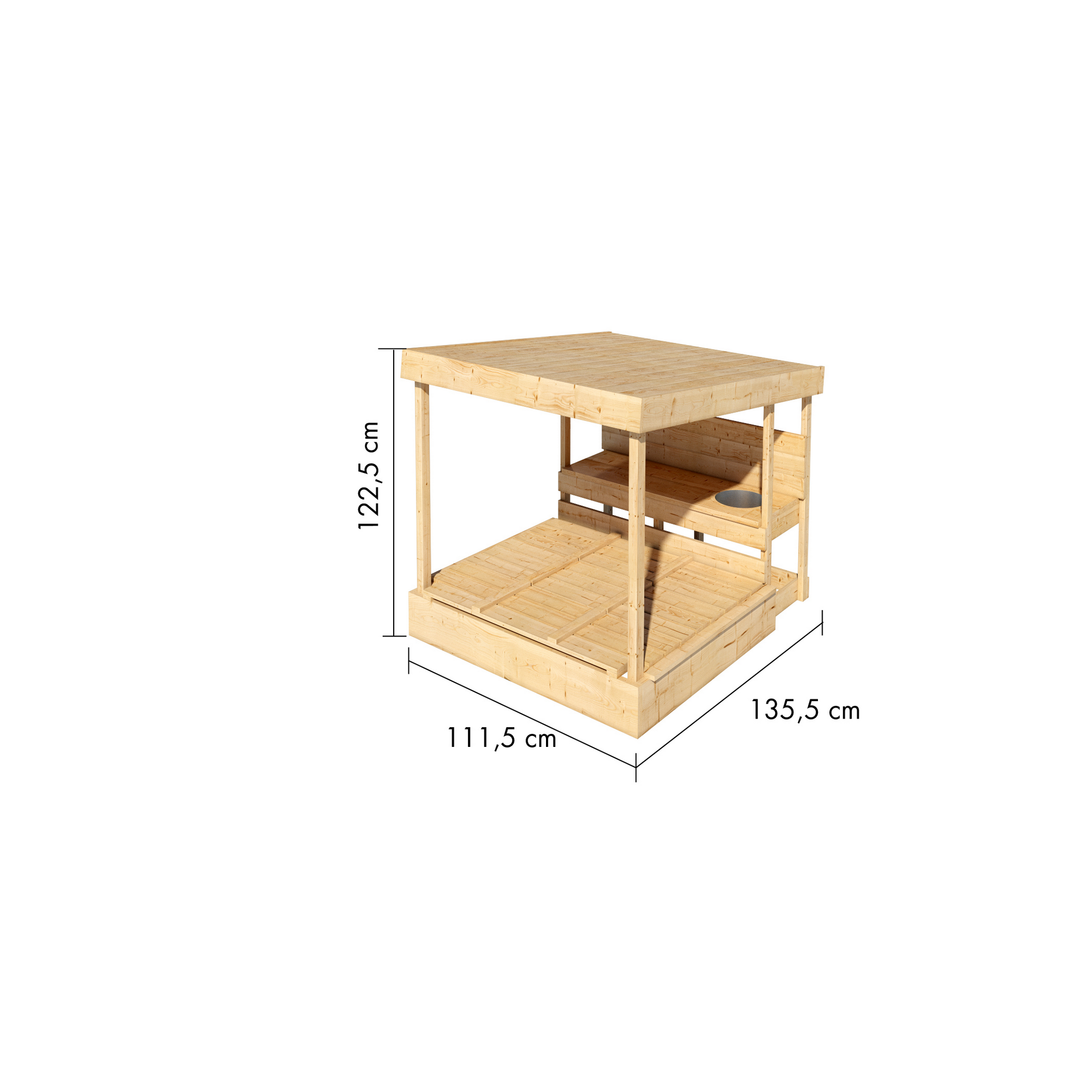 Sandkiste 'Max' Fichtenholz naturbelassen 111,5 x 122,5 x 135,5 cm