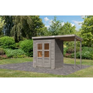Gartenhaus-Set 'Berseburg 2' Fichtenholz vorvergraut mit Anbaudach 320 x 219 x 126 cm