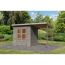 Graues Gartenhaus Berseburg 3 Set AD mit Überdach