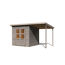 Gartenhaus-Set 'Berseburg 4' Fichtenholz vorvergraut mit Anbaudach 370 x 219 x 214 cm