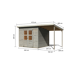 Gartenhaus-Set 'Berseburg 6' Fichtenholz vorvergraut mit Anbaudach 400 x 219 x 244 cm