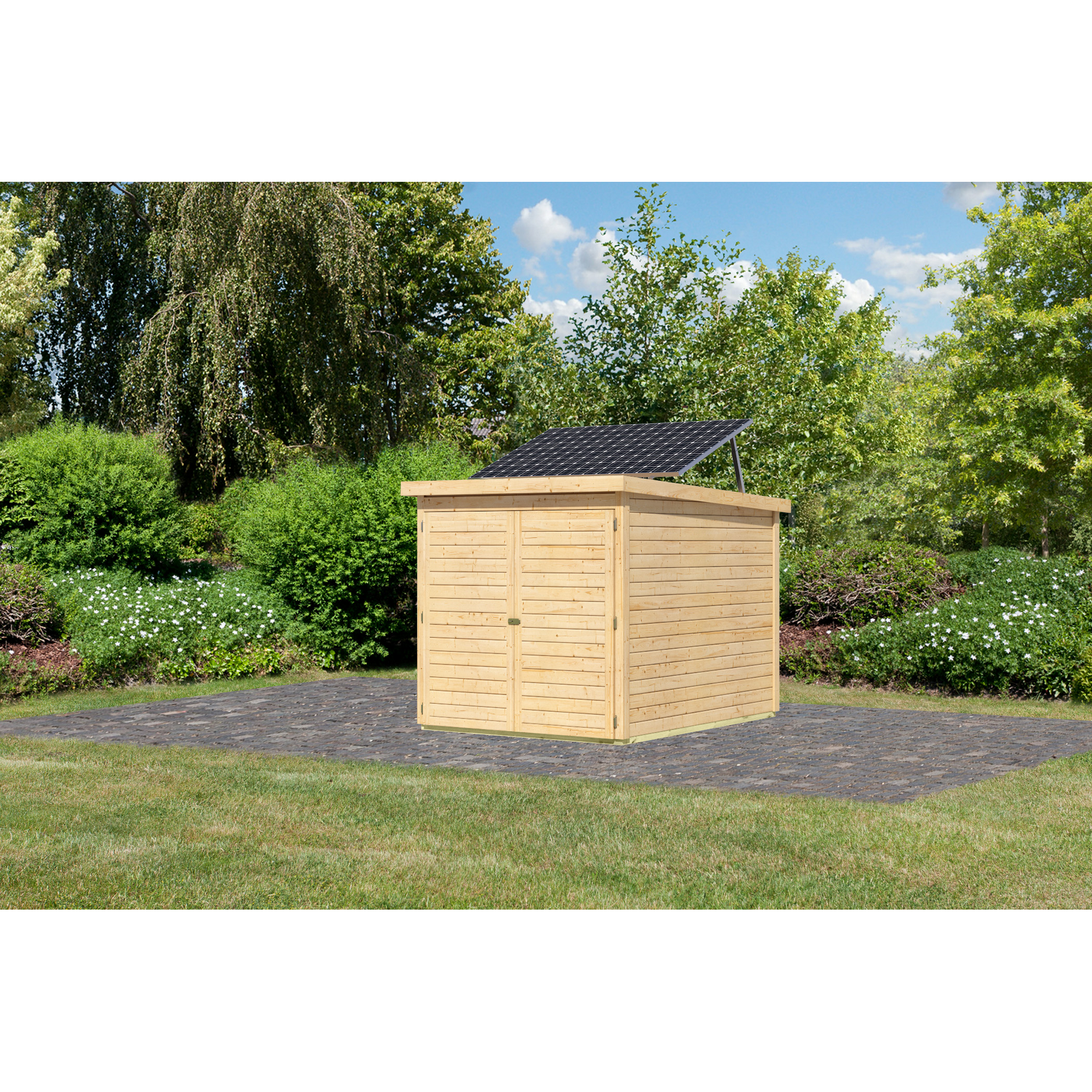 Fahrradgarage-Set 'Bike 3' Fichtenholz naturbelassen mit Solarkit 162,5 x 167 x 216,5 cm